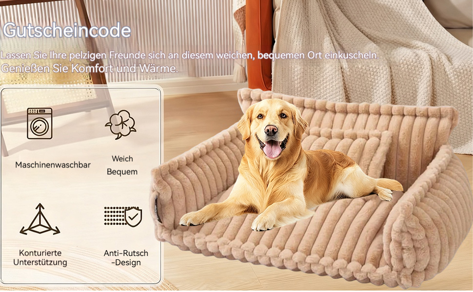 Диван для домашніх тварин, ортопедичний лежак для котів та собак, миючий диван для собак, стійкий до подряпин, нековзний, для великих, середніх та малих собак та котів (1шт, L)
