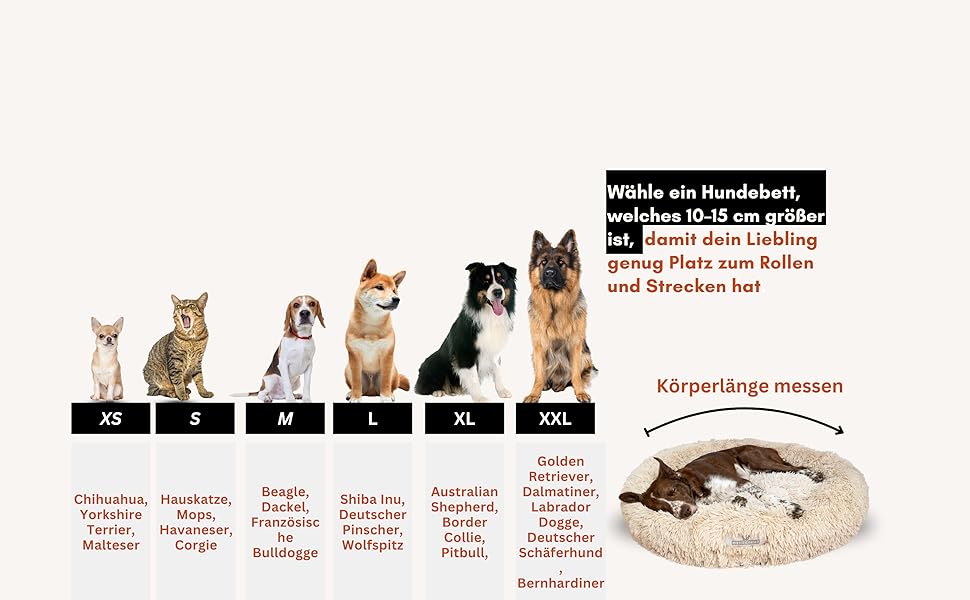 Кругле ліжко для собак та котів Pfoten&nasen® Wolke 7, бежеве, XS (55 см) – м'яке, знімний чохол, для маленьких тварин