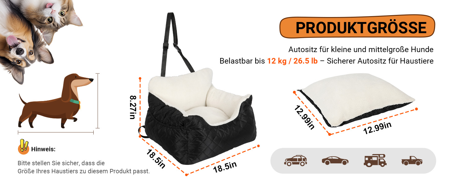 Автокрісло для собак Daromigo, лежанка-кошик для маленьких собак, безпечне автоліжко з неслизьким покриттям