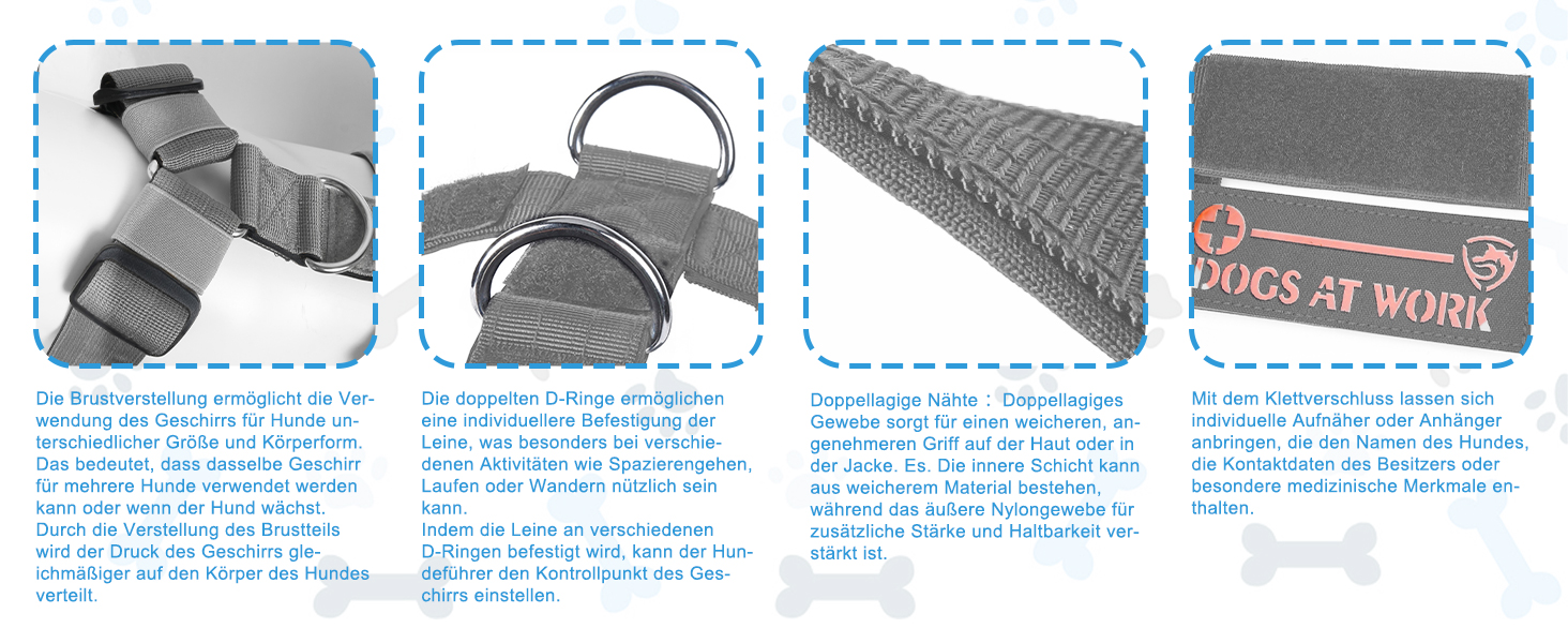 Шлейка для собак FeimaX великих порід, тактична, не тягне, дихаюча, комфортна (XL, сіра)