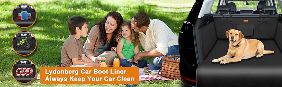 Захисна килимок у багажник для собак Lydonberg, універсальний, неслизький, водонепроникний, для заднього сидіння, міцний, можна прати, для подорожей в авто, вантажівці, SUV (чорний)