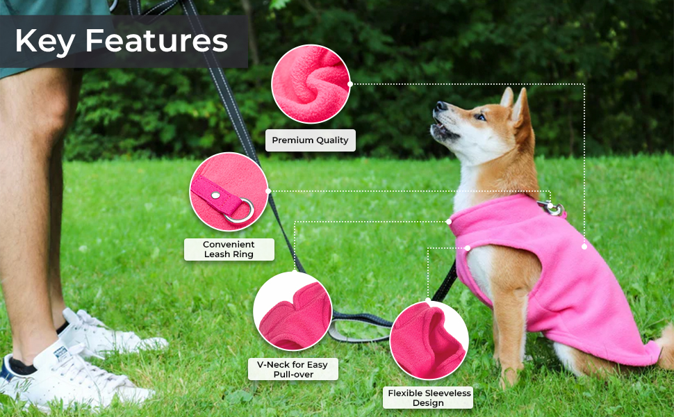 Жилет для собак Jacko & Co з кільцем для повідка – теплий, м'який, дихаючий для цуценят, маленьких та середніх собак, кошенят та котів, чихуахуа, осінь/зима, червоний, розмір M (2,7-4,5 кг)