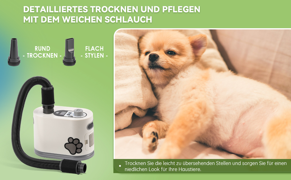 Фен для собак Mxmoonant 3000W з регулюванням швидкості та температури, з подовжуваним шлангом та великою насадкою, з рушником