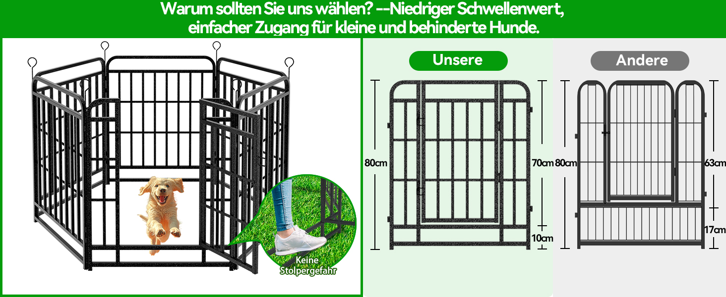 Кіягро вольєр для цуценят 544см, 8-секційний розкладний вольєр для тварин з дверима, вольєр для собак, котів, кроликів, для саду, збірка без інструментів, 80см у висоту