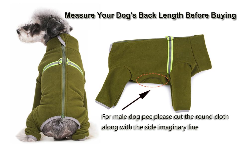 Зимовий одяг для маленьких собак: теплий зимовий пуховик, м'який фліс з світловідбиваючим блискавкою, комбінезон для цуценят, піжама для домашніх тварин, костюм, одяг (оливковий, розмір M)