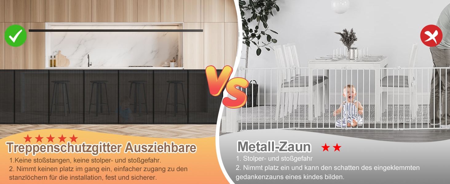 Розсувне захисне оградження для дитини та собаки, 400 см, 105 см заввишки, для сходищ/коридору/внутрішніх/зовнішніх приміщень, білий (чорний)