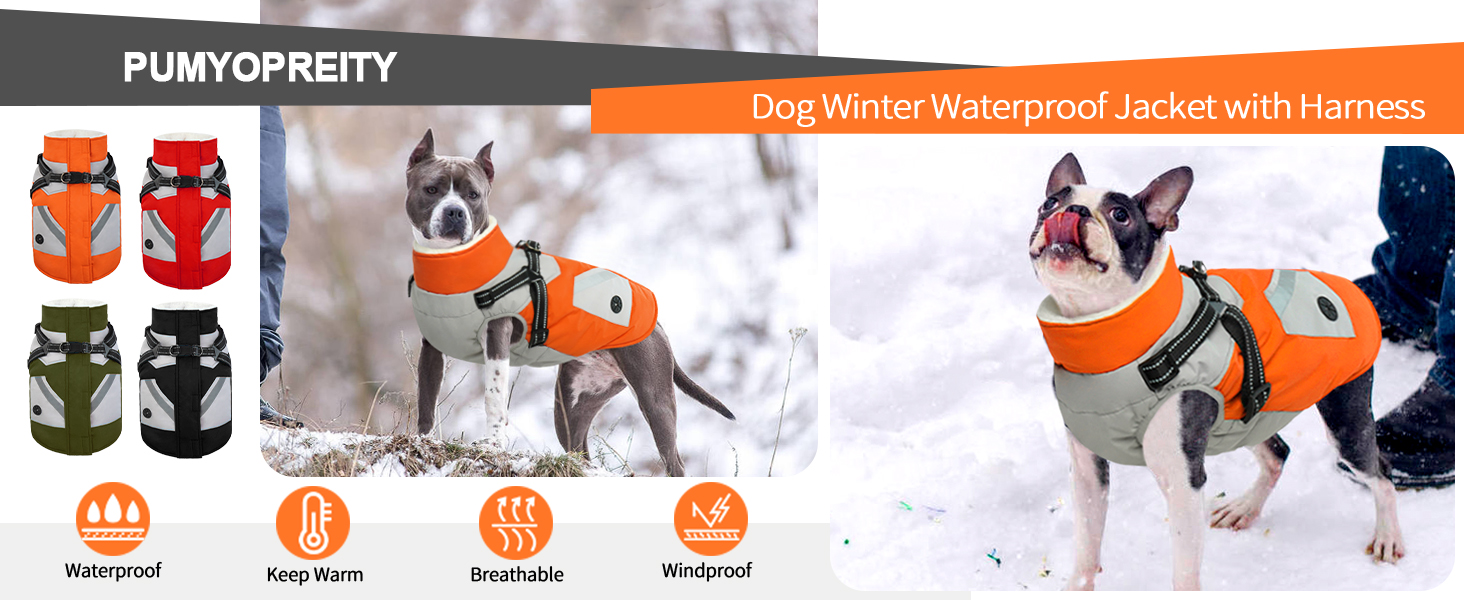 Теплий зимовий куртка для великих собак, флісова підкладка, водонепроникний та вітронепроникний, з блискавкою (Оранжевий, XL)