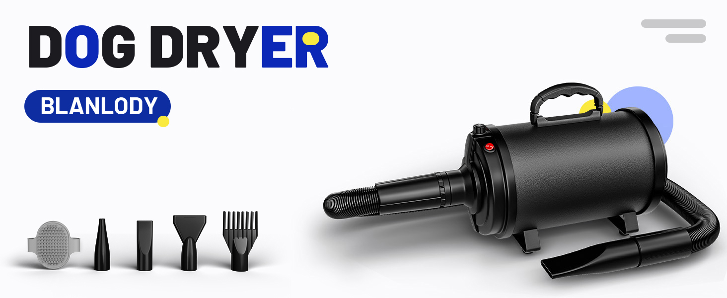 Фен для собак Blower - тихий, 4.5 PS / 3200W, регульована швидкість, з набором насадок
