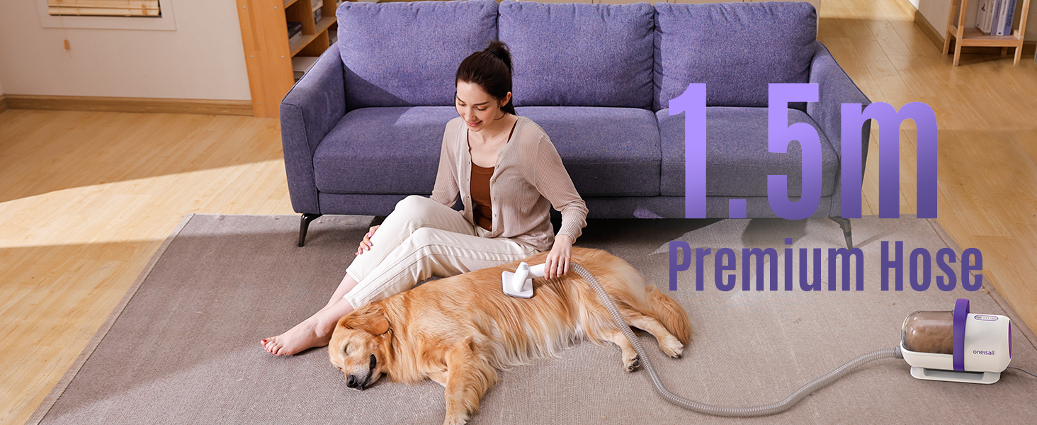 Набір для догляду за собакою Oneisall – пилосос для видалення шерсті з 4 насадками, фіолетовий