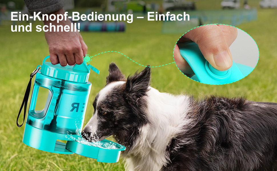 Турбопляшка для собак Lesotc 2200 мл: велика, портативна, для подорожей та кемпінгу (м'ятний)