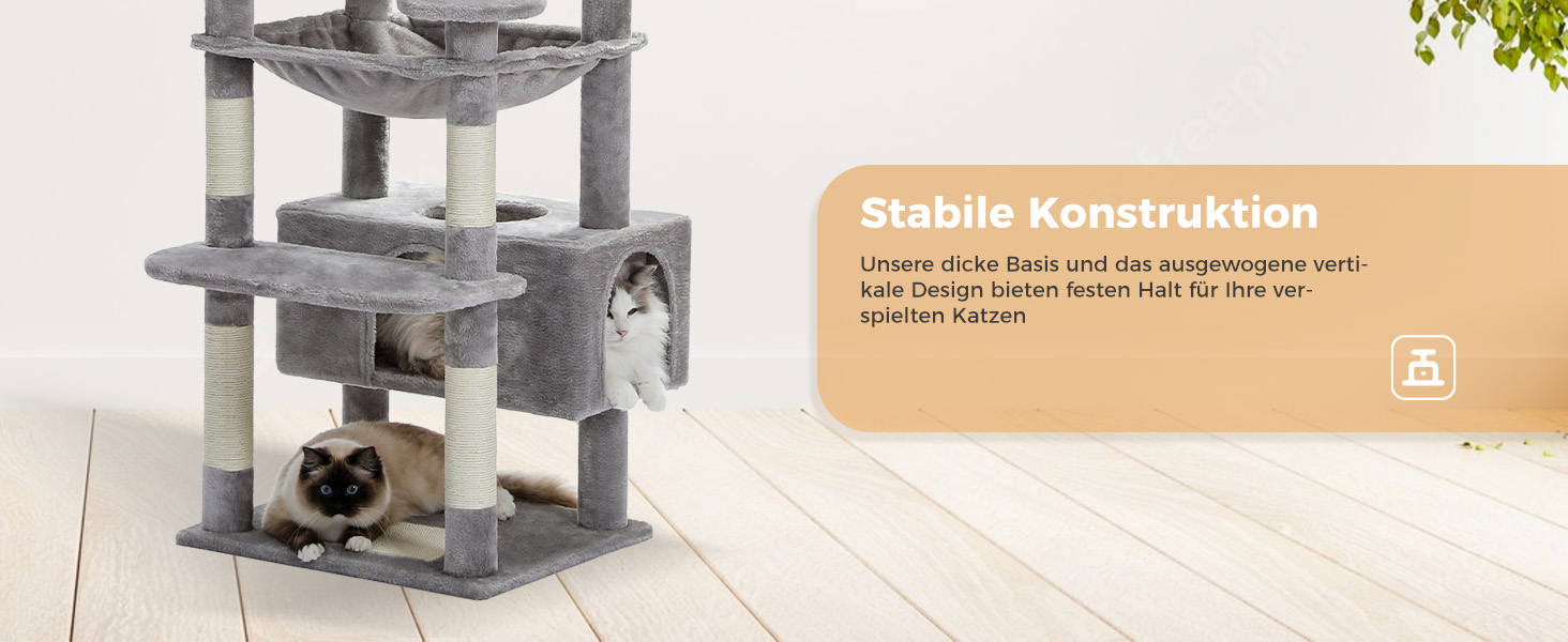 PAWZ Road Драбина-кіготь для великих котів, 184 см, сіра, з сизалевим покриттям, 2 стійки, будиночок та кошик