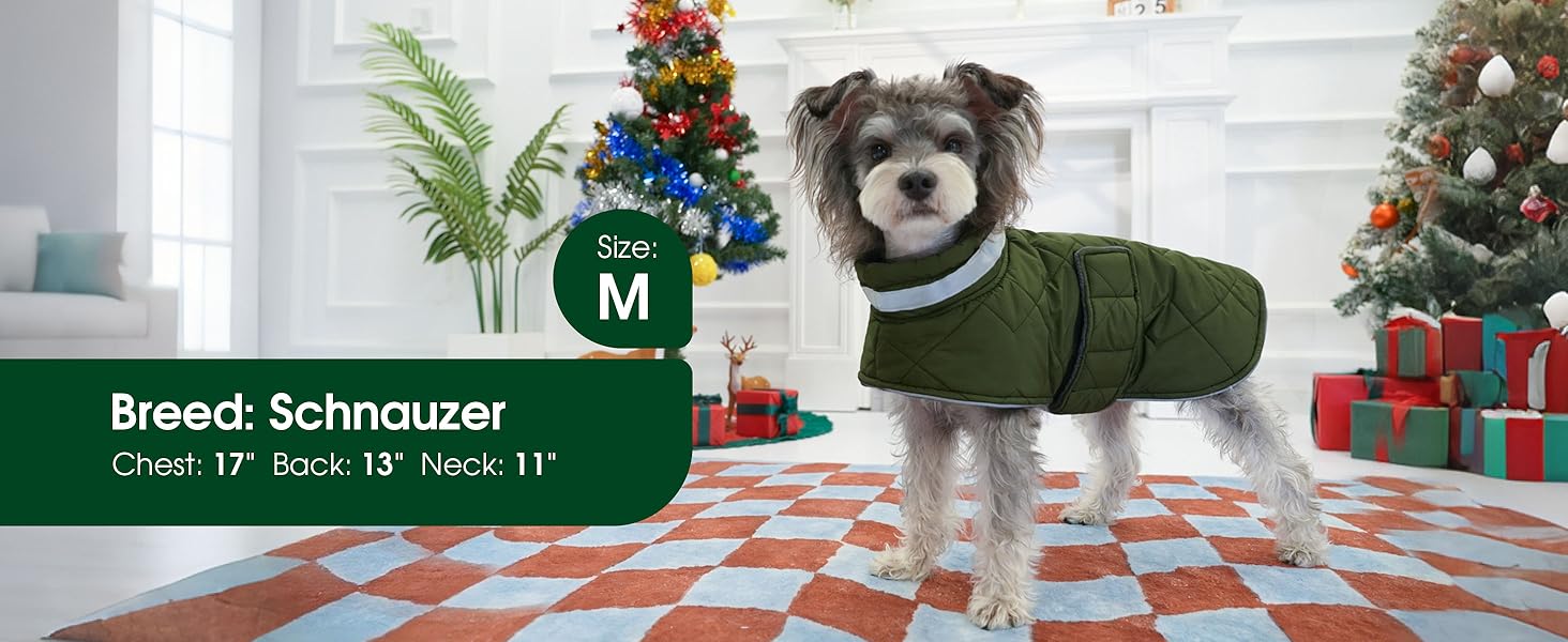 Зимовий теплий одяг для собак середнього розміру, водонепроникний флісовий одяг, куртка для собак з отвором для шлейки, відбиваючий зимовий одяг, в клітинку, зелений, розмір M