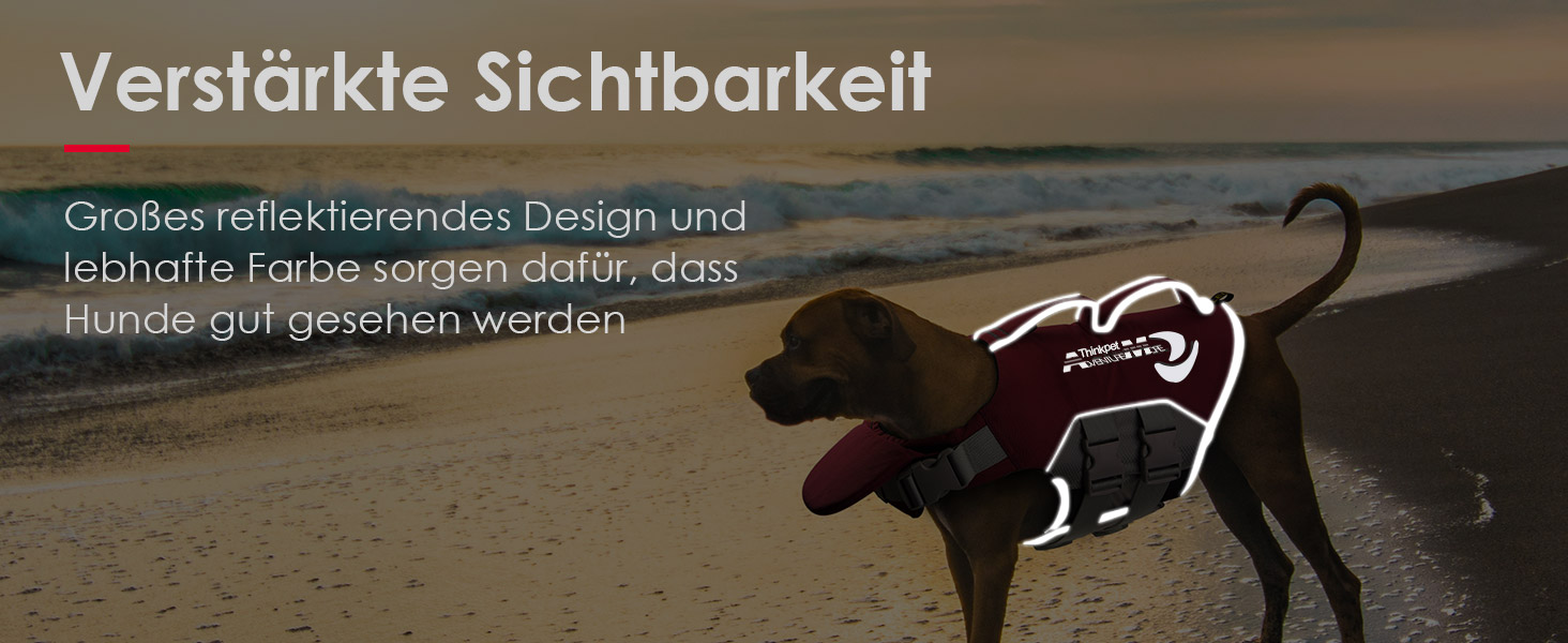 Жилет рятувальний для собак ThinkPet, XL, червоний, регульований, світловідбиваючий