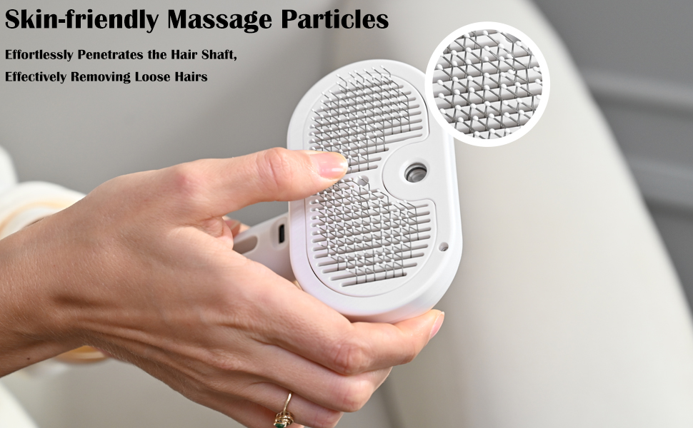 Парова щітка для котів, самоочисна щітка для догляду за собаками, легко очищається, видаляє статичну та літаючу шерсть, розпилювальна щітка для котів та собак білого кольору