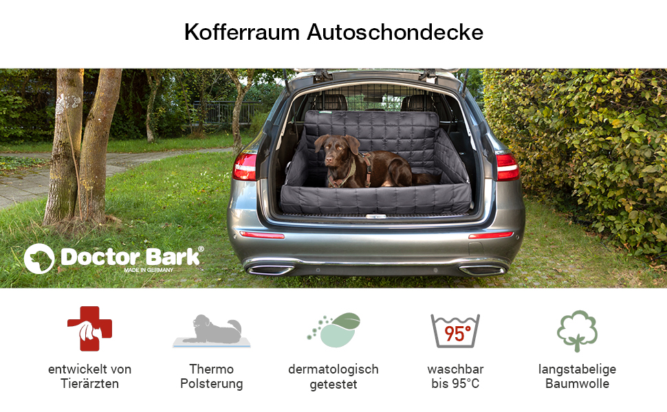 Захист для багажника автомобіля Doctor Bark для собак з захистом краю вантажного люка, миючий та без запаху, комфортний захист з усіх боків для SUV, універсалів та мінівенів (Розмір S/M - 80x100 см/Сірий)