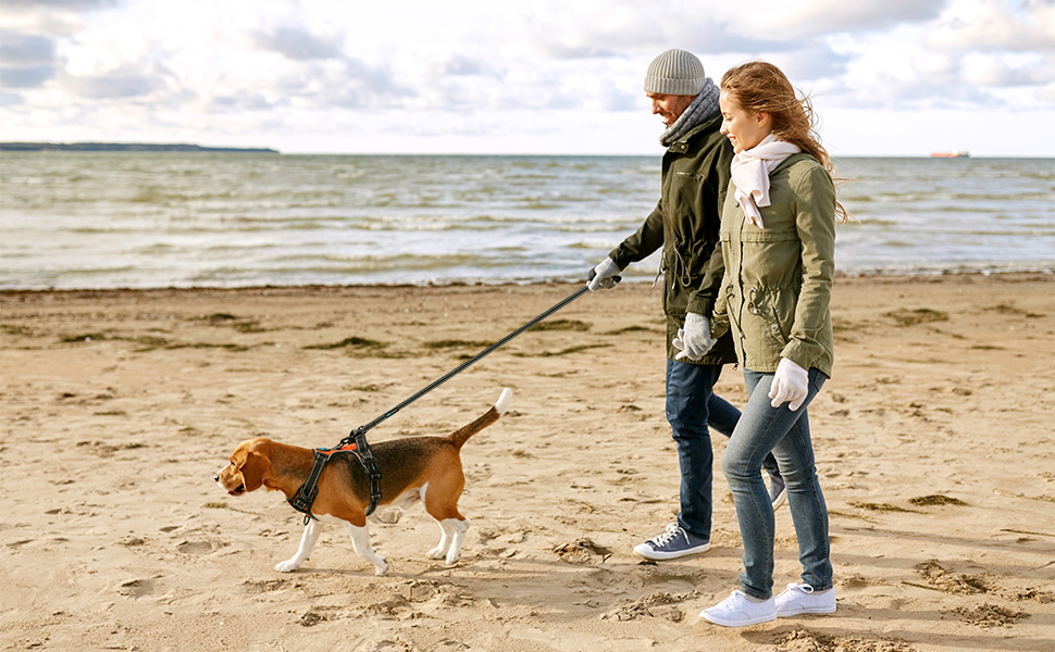 Шлейка для собак PHOEPET з регулюванням, для прогулянок, з карабіном, світловідбиваючими смугами та ручкою для контролю (XL, помаранчевий)
