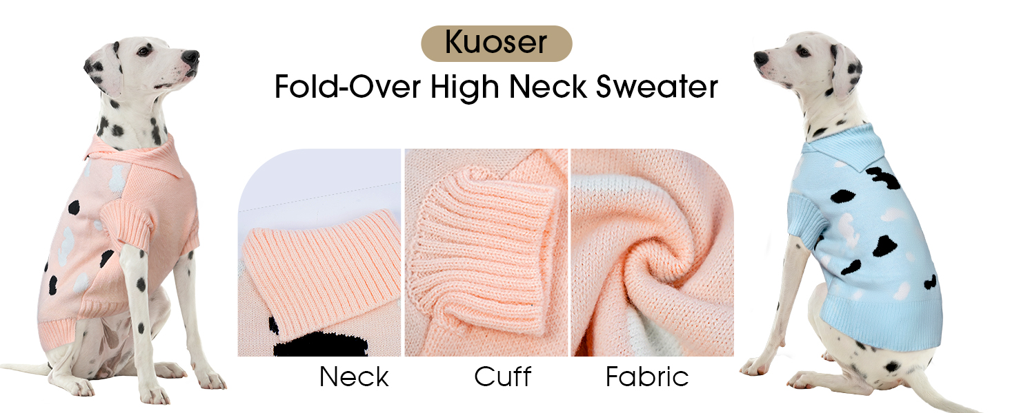 Теплий в'язаний пуловер для собак Куосер з рожевим коміром - зручний та м'який одяг для маленьких собак, підходить для зимового використання в приміщенні та на вулиці