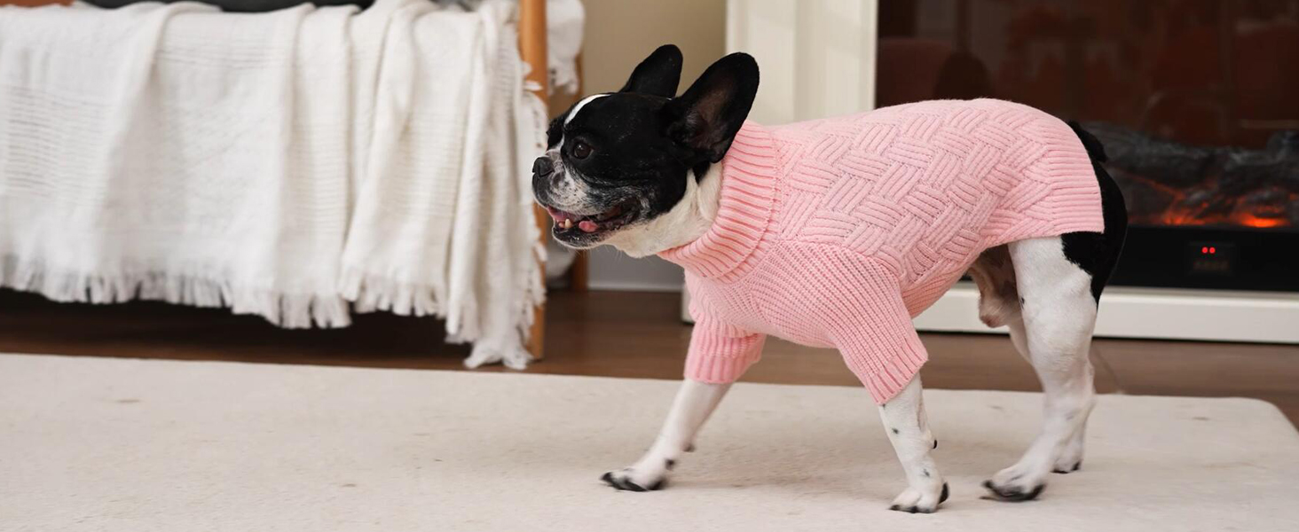 Теплий зимовий пуловер для собак AOFITEE, XS, червоний. Пуловер для котів та цуценят, зручний ролкраг.