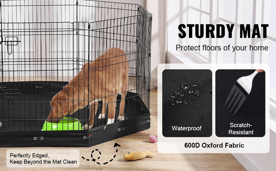 Лягувачка для собак VEVOR, 8 панелей, 76 см x 61 см, металева, складна, з дверцятами та килимком, для собак, котів та інших дрібних тварин