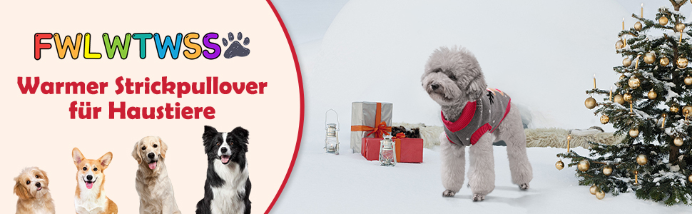 Пуловер для собак на Різдво, теплий вовняний пуловер з коміром-гетром для собак, малі та середні породи (Сірий, S)