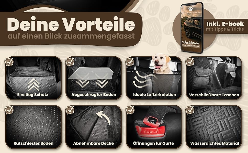 Захисна ковдра для собак у машину - Fellgefährten | Якісна ковдра на заднє сидіння авто для собак | Захист заднього сидіння від бруду та шерсті
