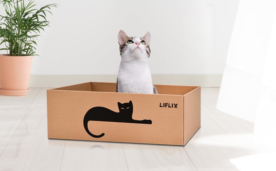 Котячий когтетоп LIFLIX з коробкою, 7 шт. когтешмат з картону, міцні котячі меблі, 42×32×15 см, великий (5 шт. когтешматів з коробкою)