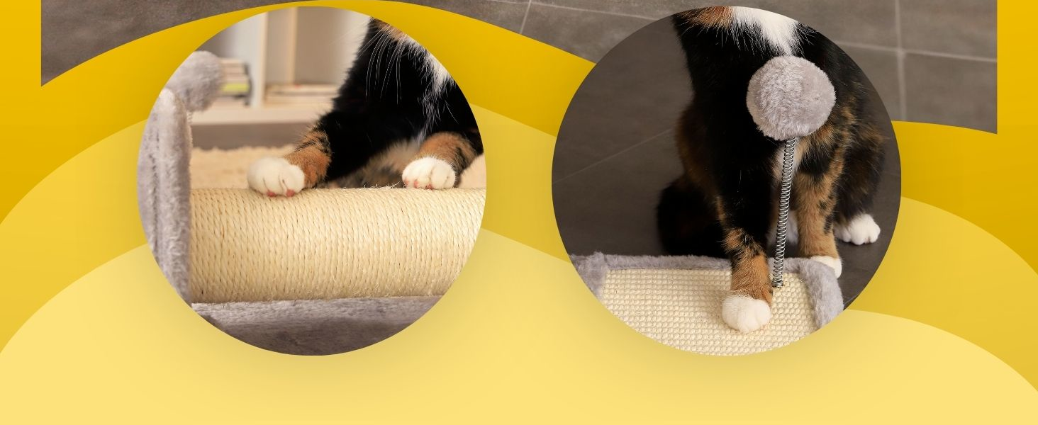 Котячий будиночок Lionto з дряпалкою, іграшкою та мотузкою, 40x30 см, сірий