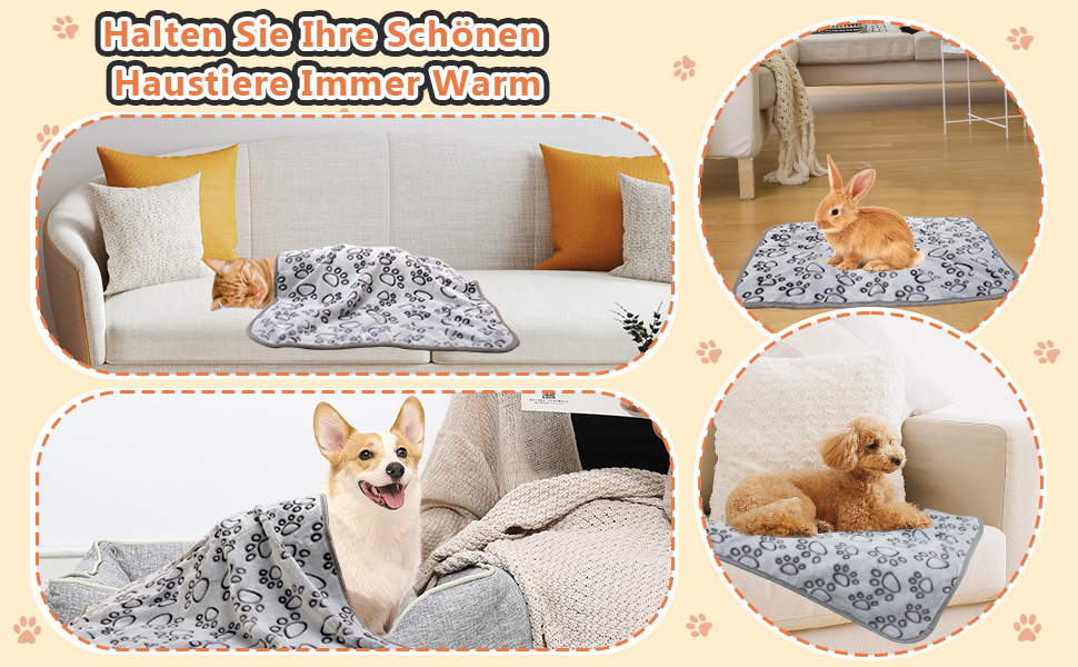 3 шт. М'яка ковдра для собак, 80x60 см та 60x80 см, сіра. Миюча, флісова ковдра для собак та котів, захист дивану, ковдра для подорожей