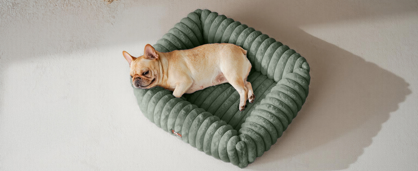 Ортопедичний лежак для собак великих порід, лежанка для собак XL, з м'якою подушкою для шиї, знімний та пральний килимок, з ручками (Бежевий, 109 * 76 * 20 см)