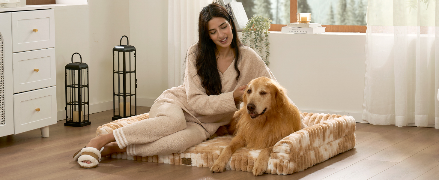 Ортопедичне ліжко для собак XL з штучного хутра, 110x80x17 см, сіре. Знімне, миється, водонепроникне, антиковзаюче.