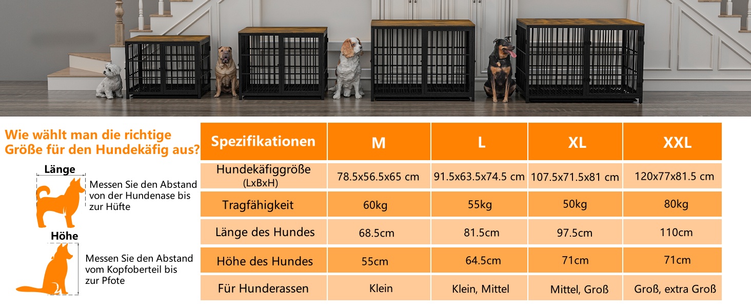 Клітка для собак BingoPaw XXL: Сучасний шафка-будка для великих собак 120см з приставним столиком та висувним лотком, 120×77×81.5см, Чорний