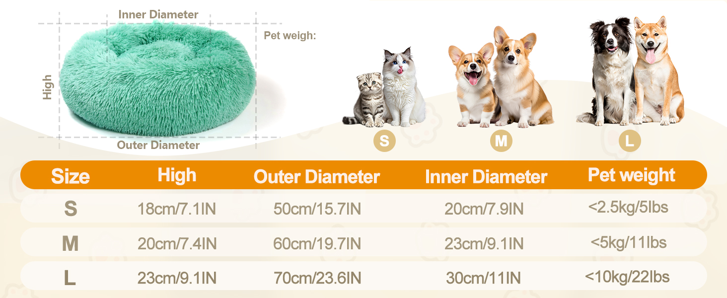 М'яке ліжко для собак та котів, зручне та тепле, антистрес, для маленьких та середніх порід, блакитне (50 см)