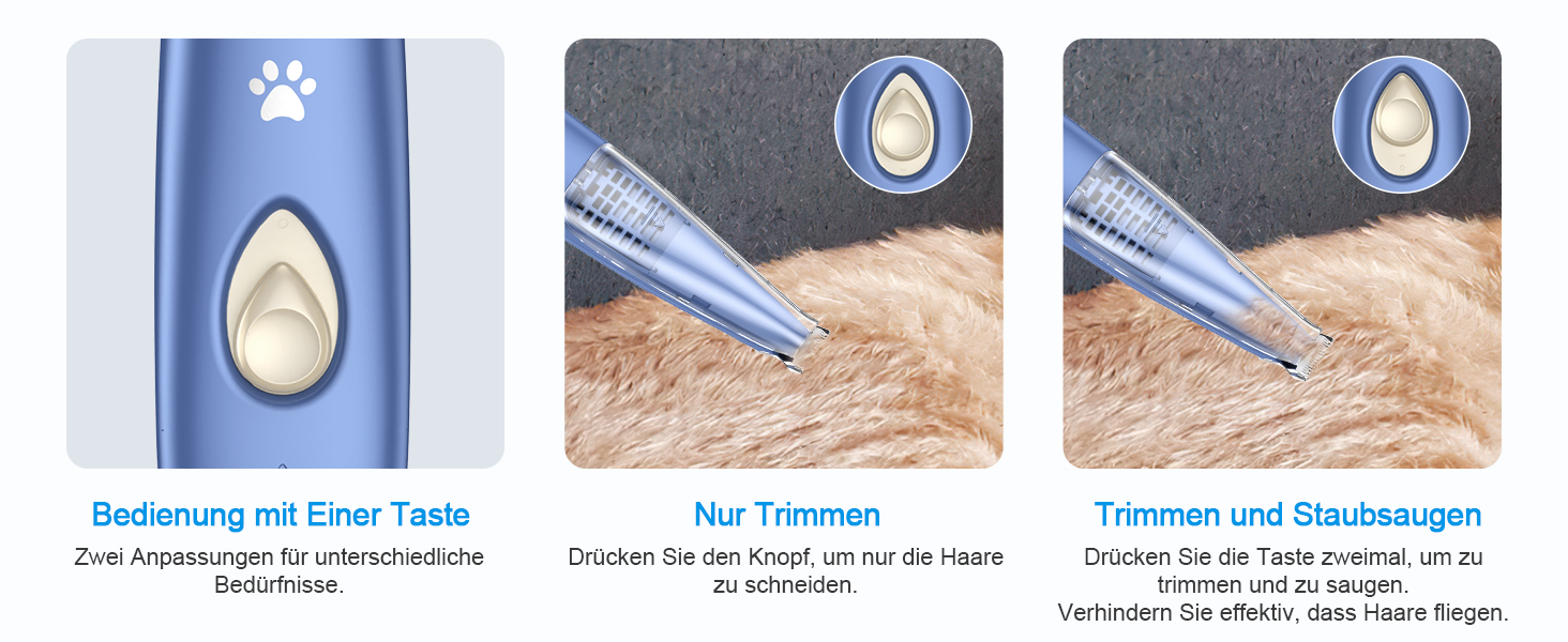 Триммер для собак та котів 2-в-1 з пилососом Brifit, USB, для догляду за лапами, вухами, очима та обличчям
