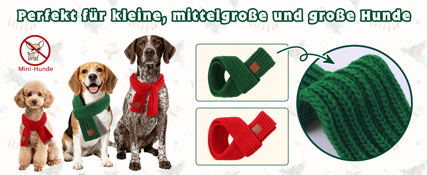 Новорічна шапка для собак та костюми для собак на Різдво. Шапка та шарфи для собак великих та середніх порід (червоний та зелений шарф)