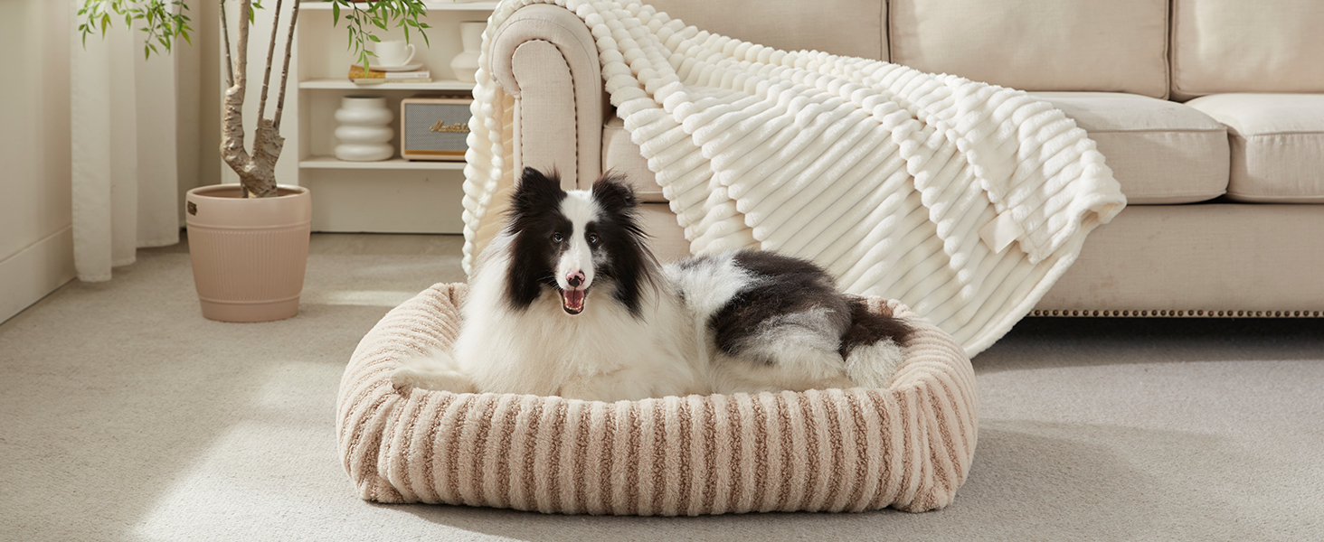 Лежанка для собак середнього розміру, миюча, знімний чохол, тепла, м'яка, заспокійлива, з антиковзаючою основою, 64 x 54 x 18 см, сіра