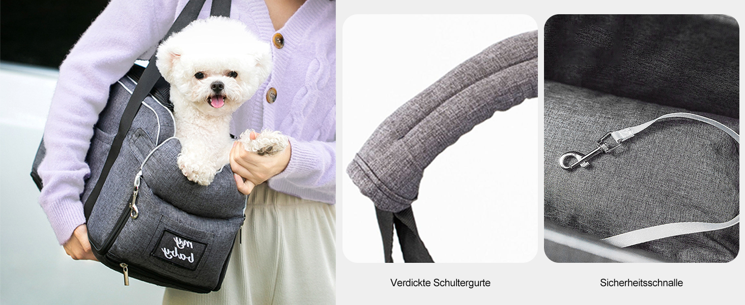 Автокрісло для собак Ergocar: підходить для малих собак та котів до 6 кг, з ременями, сіре