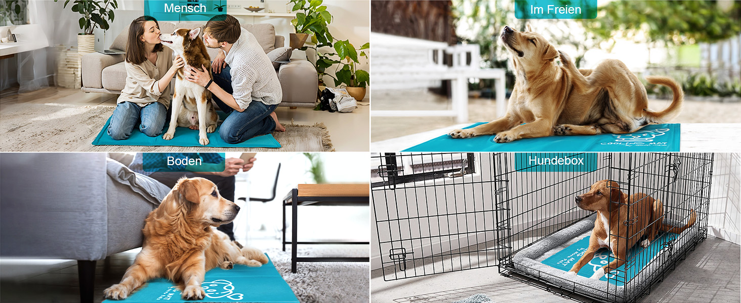 Кühlmatte для собак Pawtasy: охолоджуючий килимок для собак великих та середніх порід, 100 x 60 см, блакитний