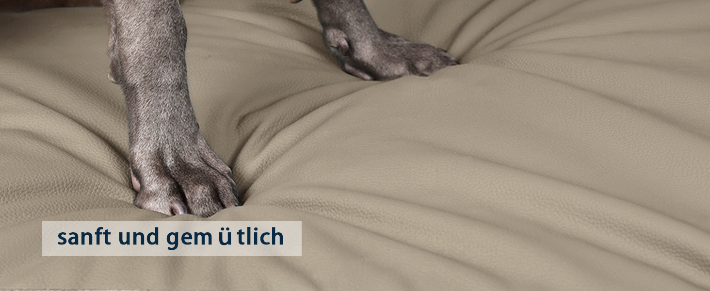 М'яке ортопедичне ліжко для собак середніх порід, коричневе, з антиковзким покриттям, з штучної шкіри, миється, розмір 83 x 55 x 7 см