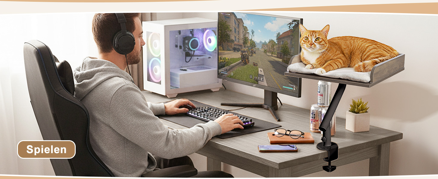 Кішка лежанка PAWZ Road на стіл, дерев'яна, обертова, регульована, гамак для кігтів, до 23 кг, сіра