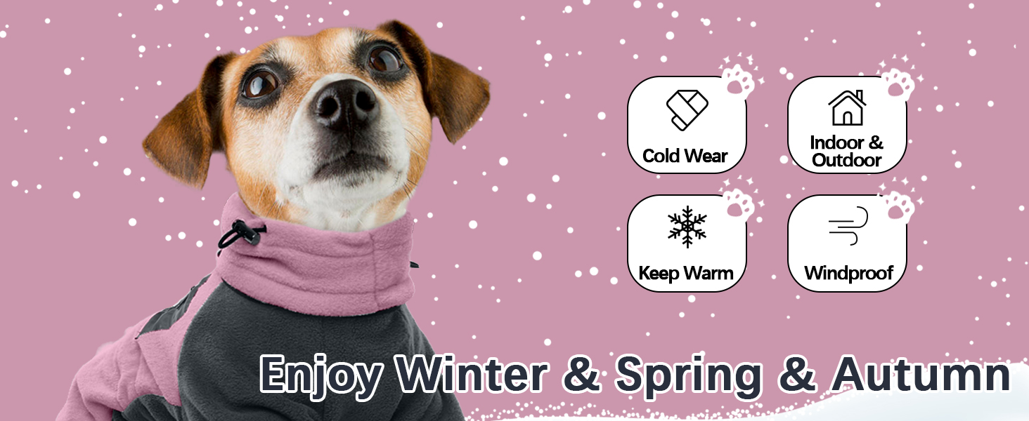Флісовий теплий одяг для собак: куртка, светр з коміром-гетром, зимовий одяг для собак (Рожевий, M)