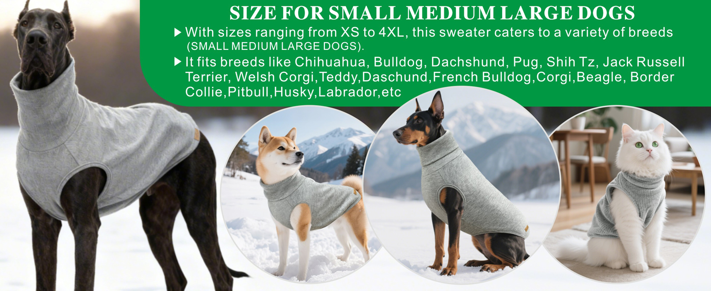 Світшот для собак Mosucoirl: теплий пуловер для маленьких, середніх та великих собак XS-4XL сірого кольору