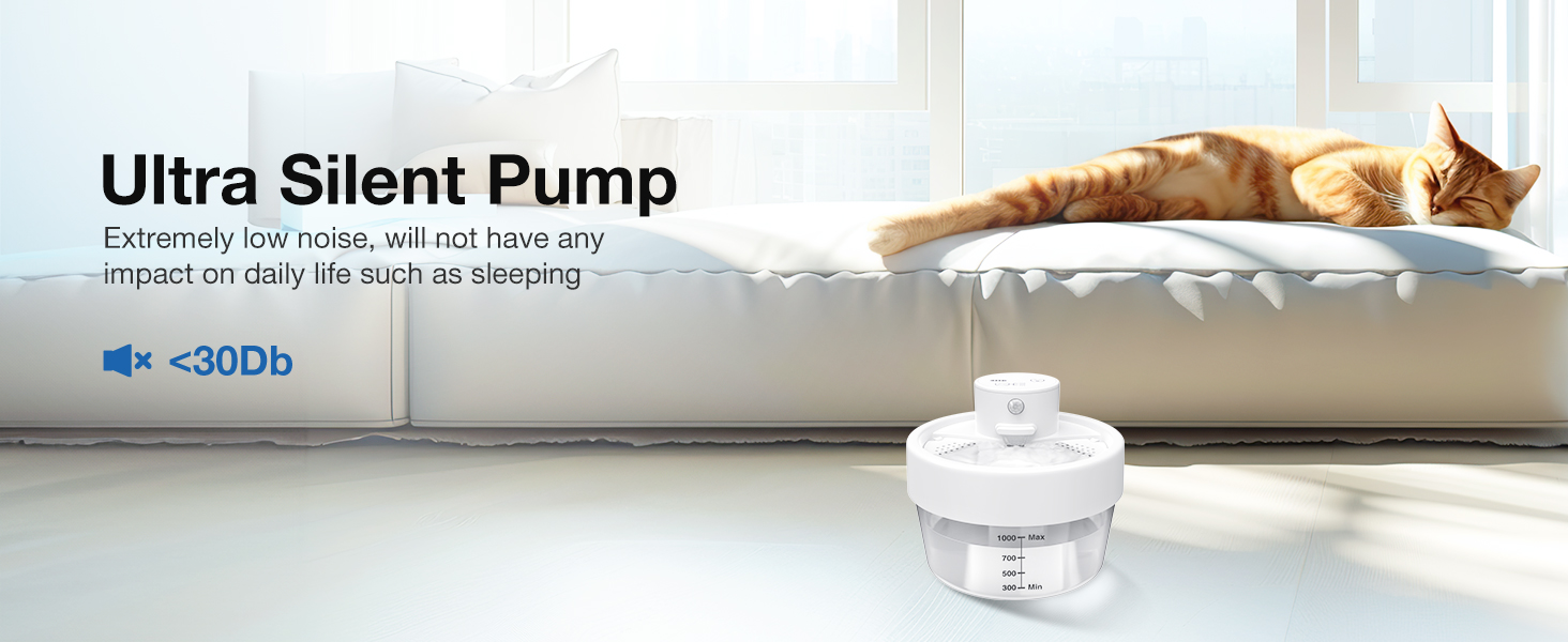 Фонтанчик для котів RUXAN 2L, тихий, з акумулятором 2200mAh, з датчиком руху, 3 режими, для котів та собак, білий (WF06/WF07), поліестер