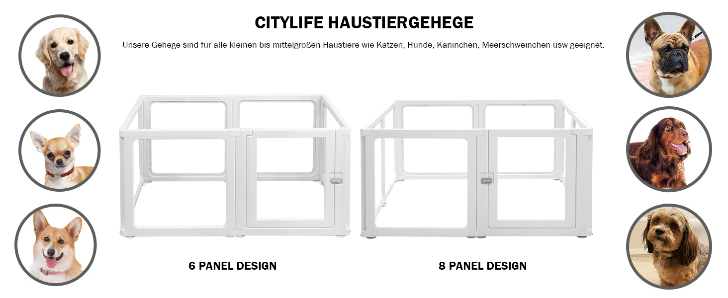 Вольєр для собак Citylife 8-TLG, 75 см, розкладний, для собак, котів, кроликів, 120x120x75 см