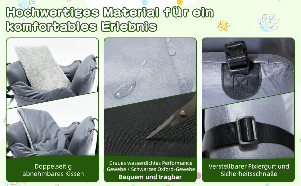 Автомобільний лежак для собак, знімний Airbag, сірий, водонепроникний, для собак до 15 кг, технічна тканина