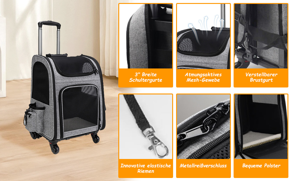 Транспортна переноска для котів та собак з візком Stil, розширювана, до 15 кг