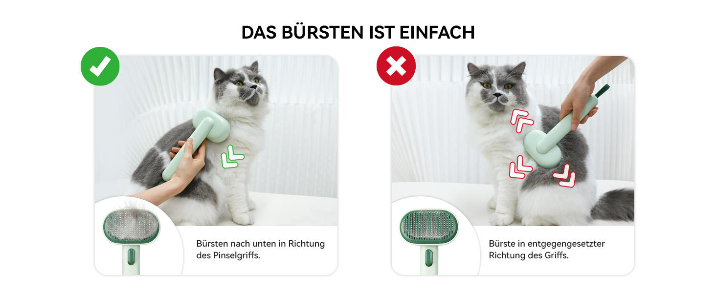 Щітка для котів Aumuca: для довгошерстих та короткошерстих, видаляє відмерле волосся, масажна, колір: лісовий зелений