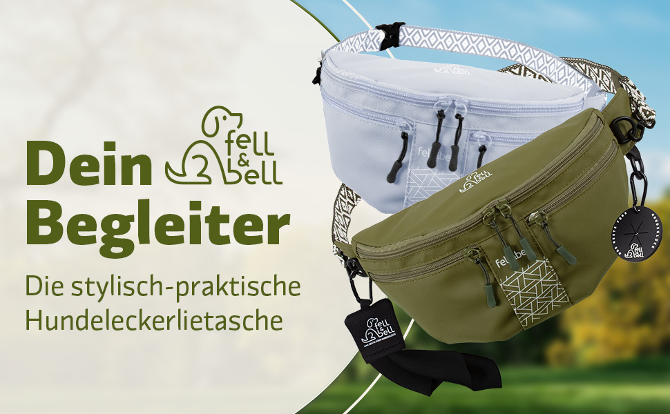 Водонепроникний ласоконний мішечок для собак fell&bell Leckerlitasche – з 2 відділеннями для снеків, 1,8 л основного відділення, кишенькою для телефону та диспенсером для відходів | Сумка для годування собак, тренувань та цуценят, блакитно-сіра