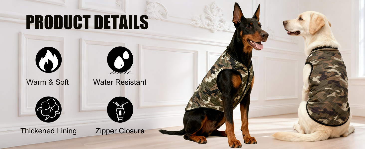 Водонепроникний теплий зимовий камуфляжний теплий куртка для собак з блискавкою. Зелений зимовий теплий камуфляжний теплий куртка для середніх собак.