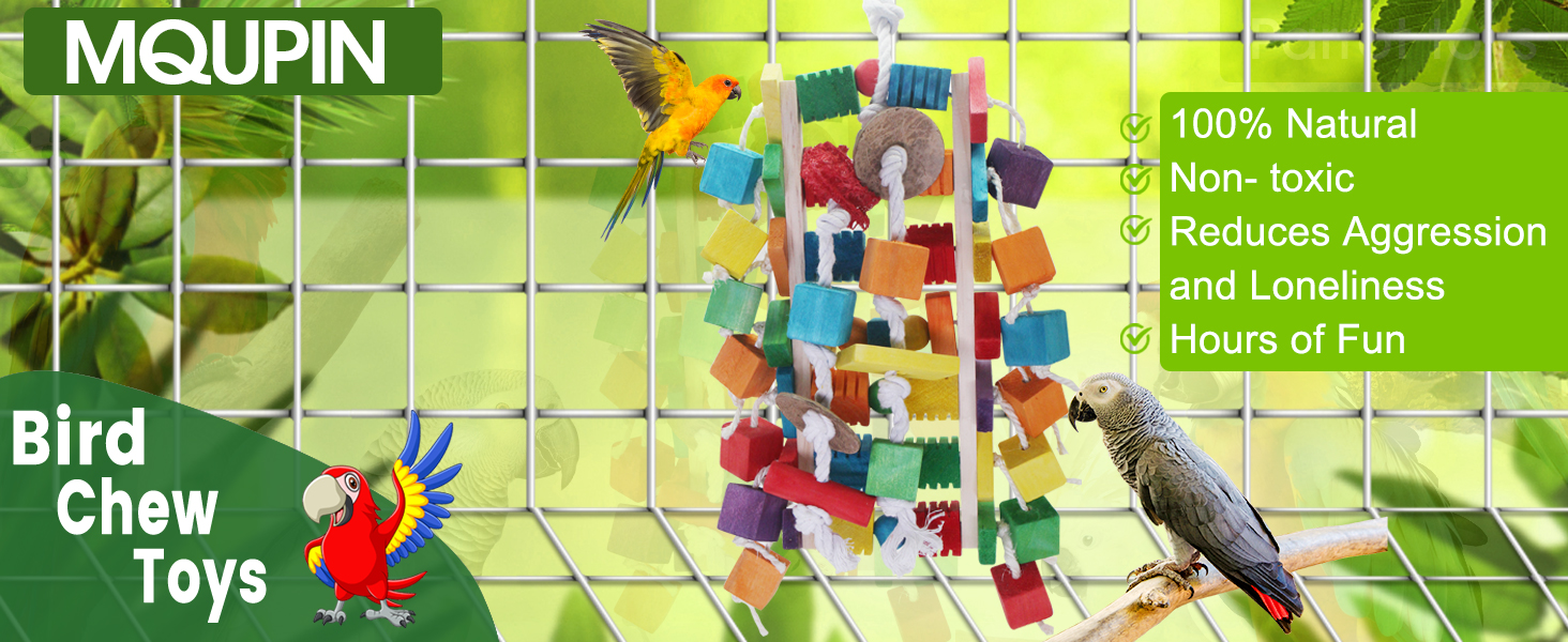 Іграшка для папуги MQUPIN: дерев'яні блоки для жування, 56 см, для Африканського сірого папуги, M-11 inches
