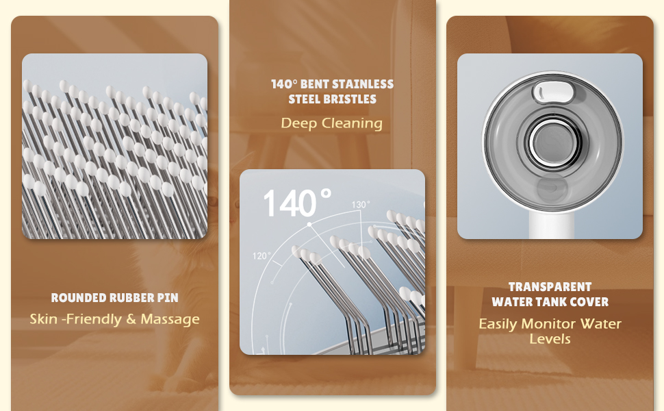 Парова щітка для котів 4-в-1, 4-в-1 парова щітка для котів з водою, видаляє шерсть з котів одним натисканням кнопки, щітка для вичісування шерсті для собак і котів (біла) (сіра)